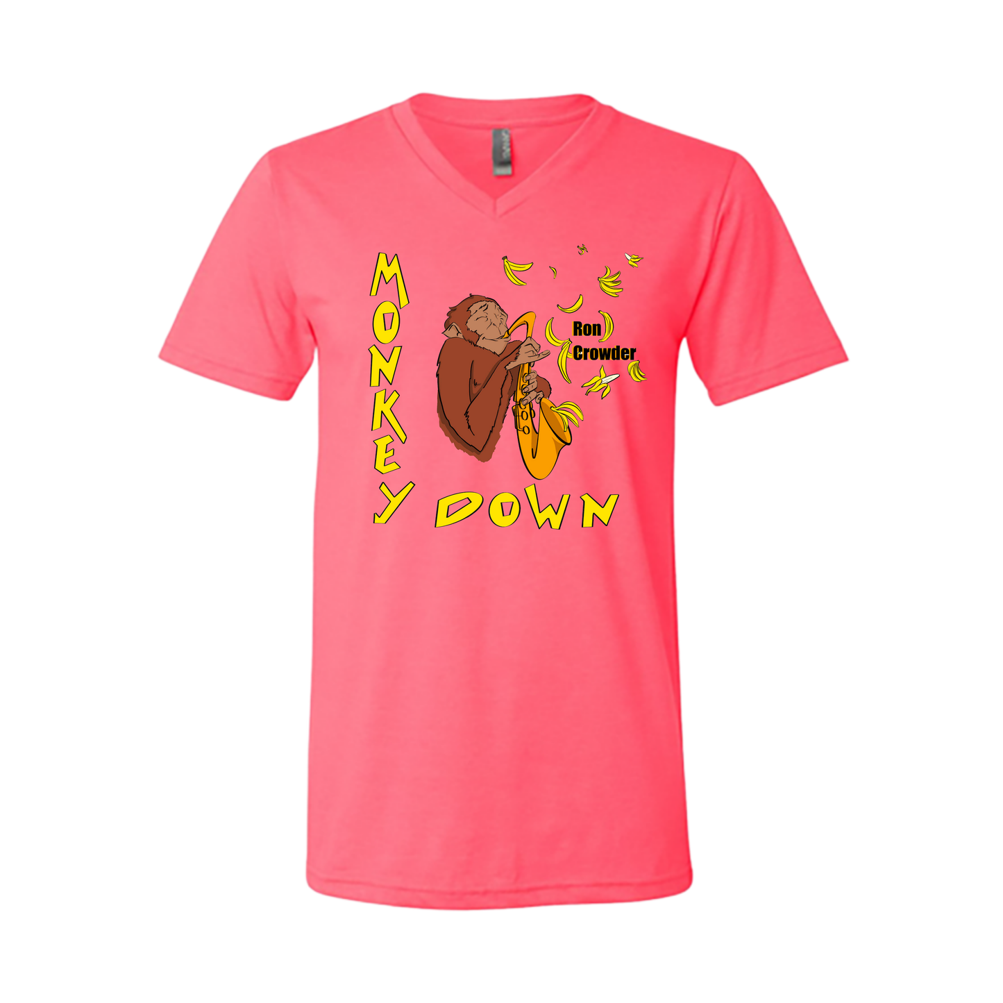 RON CROWDER - MONKEY DOWN - V-NECK T-SHIRT