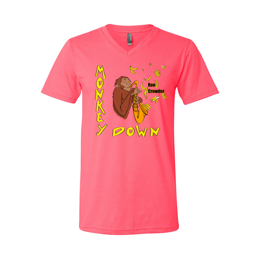 RON CROWDER - MONKEY DOWN - V-NECK T-SHIRT