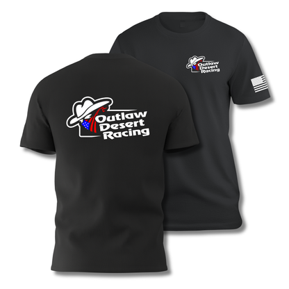 OUTLAW DESERT RACING - U.S.A. Flag Front & Back Logo T-Shirt