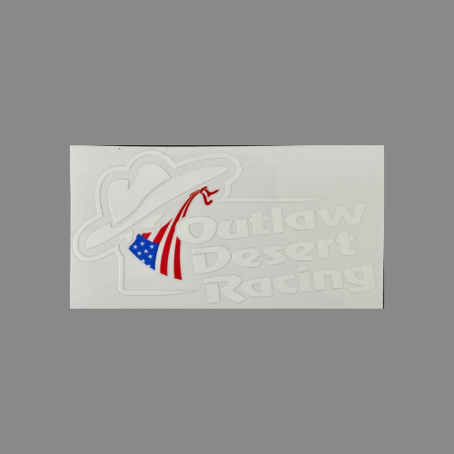 OUTLAW DESERT RACING - UV DTF Decal 3"x6" - White