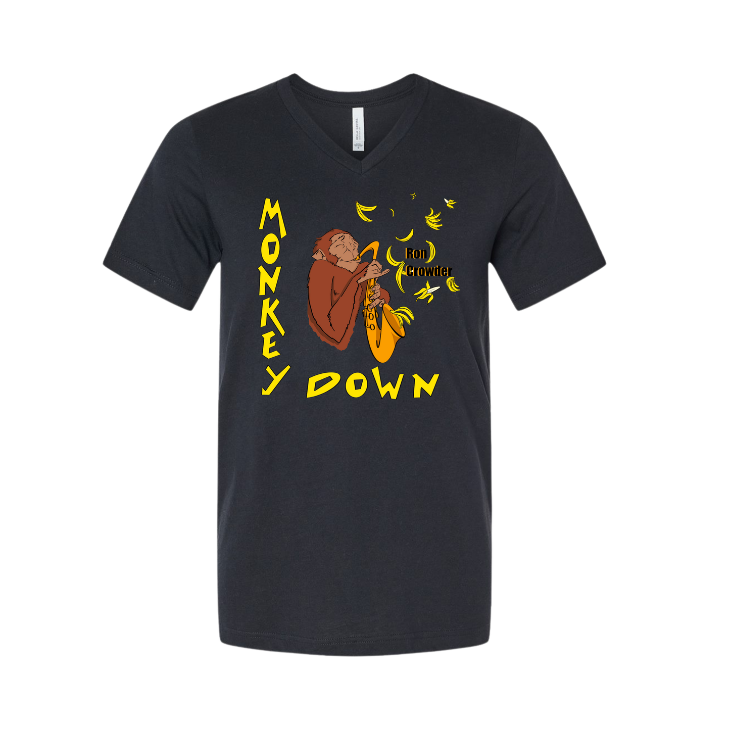 RON CROWDER - MONKEY DOWN - V-NECK T-SHIRT
